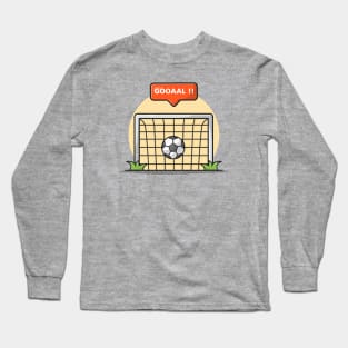 Soccer Field With Goal Sign Cartoon Vector Icon Illustration Long Sleeve T-Shirt